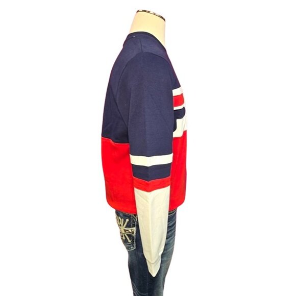 FILA Men Colorblock Logo Sweatshirt Navy/White/Red Long Sleeve Pullover Size  L - Picture 2 of 12